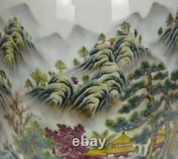 Chinese Famille Rose Landscape Lantern Body Porcelain Vase with Mark