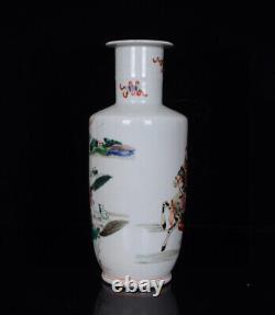 Chinese Multicolored Porcelain Handmade Exquisite Figure Vase 10422