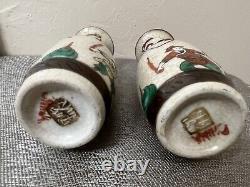 Chinese Nanking Porcelain Crackle Baluster Warrior Vase Qing Era