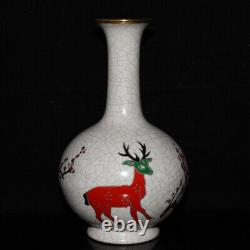 Chinese Official Kiln Porcelain Handmade Exquisite Deer Pattern Vase 19798