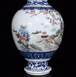 Chinese Pastel Porcelain Hand-Painted Exquisite Flowers&Birds Vase 19519