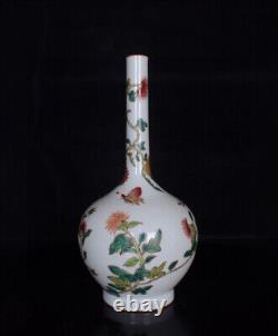 Chinese Pastel Porcelain HandPainted Exquisite Chrysanthemum Vase 19544