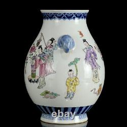 Chinese Pastel Porcelain HandPainted Exquisite Figure Vase 20226