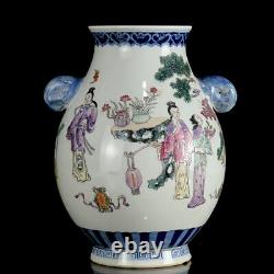 Chinese Pastel Porcelain HandPainted Exquisite Figure Vase 20226