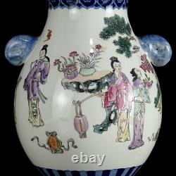 Chinese Pastel Porcelain HandPainted Exquisite Figure Vase 20226