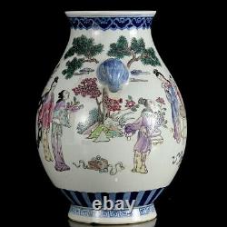 Chinese Pastel Porcelain HandPainted Exquisite Figure Vase 20226