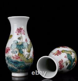 Chinese Pastel Porcelain HandPainted Exquisite Lotus Vase 19761