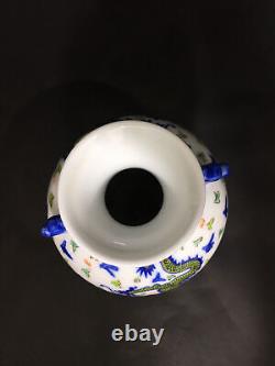 Chinese Pastel Porcelain Handmade Exquisite Dragon Pattern Vase 13472