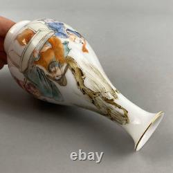 Chinese Pastel Porcelain Handpainted Gilded Figures Pattern Vases 11173