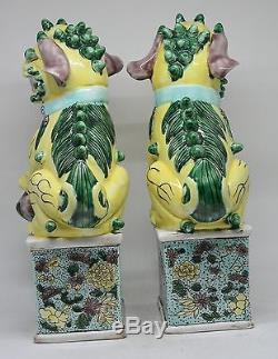 Chinese Porcelain Hand Painted Foo Dog Figurine Large 10.5 Inches Tall
