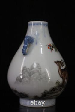 Chinese Porcelain HandPainted Exquisite Deer Pattern Vase 20439