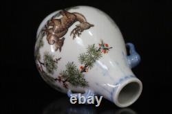 Chinese Porcelain HandPainted Exquisite Deer Pattern Vase 20439