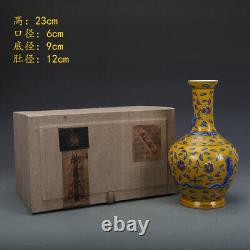 Chinese Porcelain Ming Chenghua Yellow Blue And White Floral Pattern Vases 9.05