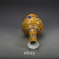 Chinese Porcelain Ming Chenghua Yellow Blue And White Floral Pattern Vases 9.05