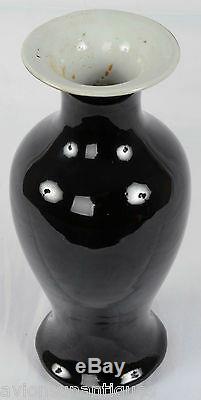 Chinese Porcelain Mirror Black Vase Monochrome Glaze Qing Dynasty