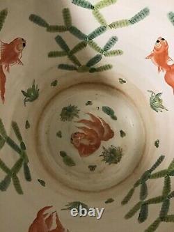 Chinese Porcelain Monumental Fish Bowl Planter 20.5 Diameter 18 High Large