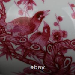 Chinese Porcelain Qing Dynasty Kangxi Carmine Red Flowers and Birds Vase 13.85'