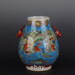 Chinese Porcelain Qing Dynasty Kangxi Famille Rose Personage Vase 12.83 Inch