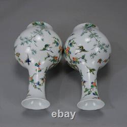 Chinese Porcelain Qing Dynasty Kangxi Multicolored Flowers and Birds Vase 10.55