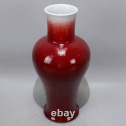 Chinese Porcelain Qing Dynasty Kangxi Red Glaze Guanyin Vase 14.37 Inch