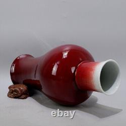 Chinese Porcelain Qing Dynasty Kangxi Red Glaze Guanyin Vase 14.37 Inch