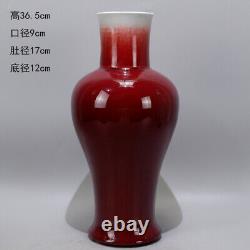 Chinese Porcelain Qing Dynasty Kangxi Red Glaze Guanyin Vase 14.37 Inch