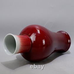 Chinese Porcelain Qing Dynasty Kangxi Red Glaze Guanyin Vase 14.37 Inch