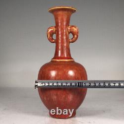 Chinese Porcelain Qing Dynasty Kangxi Red Glaze Kiln Change Vase 9.84 Inch