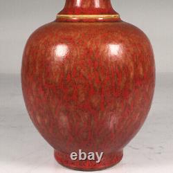 Chinese Porcelain Qing Dynasty Kangxi Red Glaze Kiln Change Vase 9.84 Inch