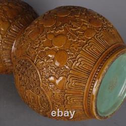 Chinese Porcelain Qing Dynasty Qianlong Close Down Gourd Vase 14.96 Inch