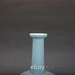 Chinese Porcelain Qing Dynasty Qianlong Sky Blue Glaze Vase 9.05 Inch