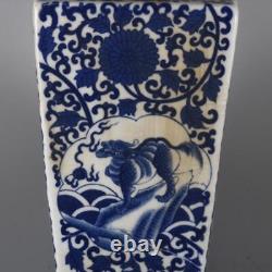 Chinese Porcelain Qing Qianlong Blue And White Character Story Fan Vases 13.77'