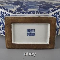Chinese Porcelain Qing Qianlong Blue And White Character Story Fan Vases 13.77'