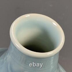 Chinese Porcelain Qing Qianlong Blue Glaze Dragon Pattern Gourd Vase 12.44 Inch