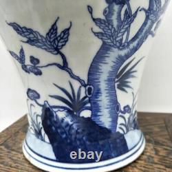 Chinese Porcelain Qing Qianlong Blue and White Longevity Peach Plum Vase 11.57'