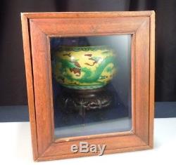 Chinese Porcelain Sancai Brush Washer Bowl with Stand & Box