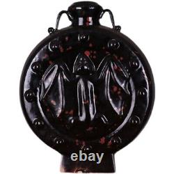 Chinese Porcelain Song Dynasty Black Glaze Bat Pattern Double Eared Vase 12 Inch