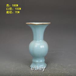 Chinese Porcelain Song Dynasty Ru Kiln Sky Blue Glaze Vase 7.08 Inch