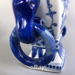 Chinese Porcelain Tulip Vase Five Spouts, Decorated Blue & White, Dragon