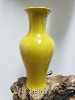 Chinese Porcelain Yellow Cracked Glaze Vase