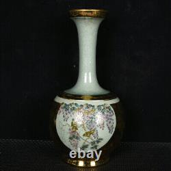 Chinese Ru Porcelain Gilded Hand-Paintde Exquisite Landscape Vase 15819