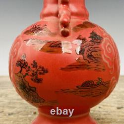 Chinese Ru Porcelain Gilded Handmade Exquisite Pattern Vase 18139