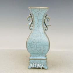 Chinese Ru porcelain Handmade Exquisite Binaural pattern Vase 8407