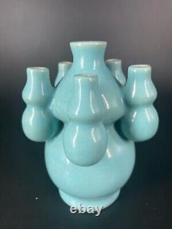 Chinese Ruyao Kaipian Porcelain Gourd Vase