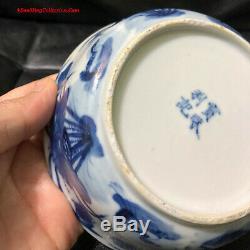 Chinese Signed Blue and White Porcelain Bowl Vietnamese Bleu De Hue Lotus Duck