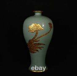 Chinese Song dynasty Ru kiln Porcelain Gilded Handmade Vases 80039