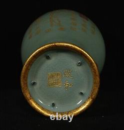 Chinese Song dynasty Ru kiln Porcelain Gilded Handmade Vases 80039