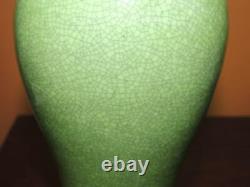 Chinese Vase 10.5 Apple Green Monochrome Guan / Ge-Type Kangxi style Vintage