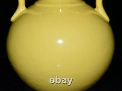Chinese Yellow Glaze Porcelain HandPainted Exquisite Binaural Vase 10042