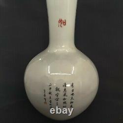 Chinese antique fencai tall porcelain vase
